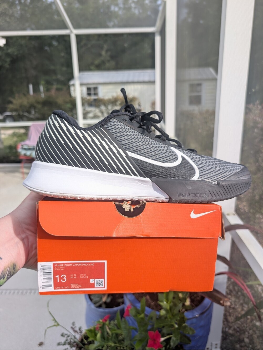 Nike Court Air Zoom Vapor Pro 2 HC Men's Size 13 Tennis Shoes Pickleball Black